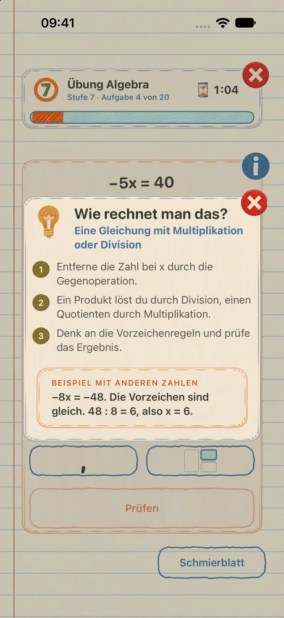 Bildschirm der App Zifferlinge